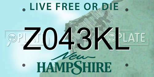 Z043KL New Hampshire License Plate