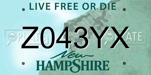Z043YX New Hampshire License Plate