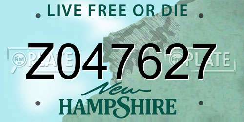 Z047627 New Hampshire License Plate