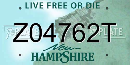 Z04762T New Hampshire License Plate