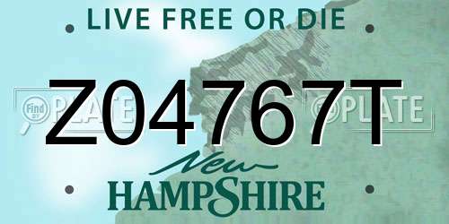 Z04767T New Hampshire License Plate