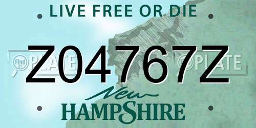 Z04767Z New Hampshire License Plate