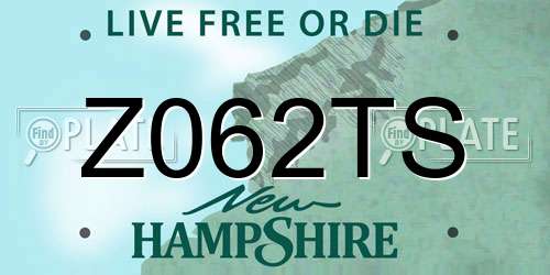Z062TS New Hampshire License Plate