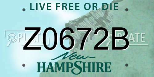 Z0672B New Hampshire License Plate