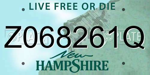 Z068261Q New Hampshire License Plate