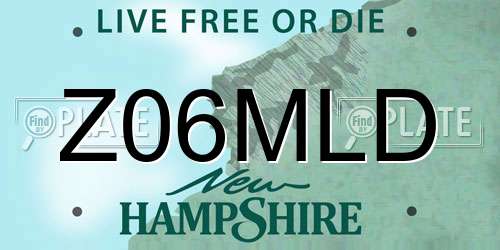 Z06MLD New Hampshire License Plate