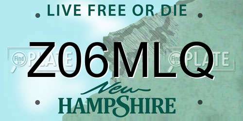 Z06MLQ New Hampshire License Plate