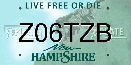 Z06TZB New Hampshire License Plate