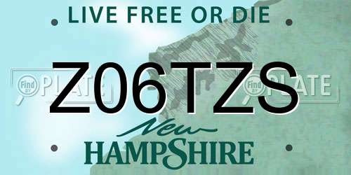 Z06TZS New Hampshire License Plate