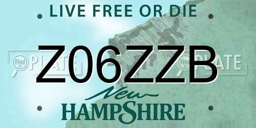 Z06ZZB New Hampshire License Plate