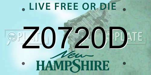 Z0720D New Hampshire License Plate