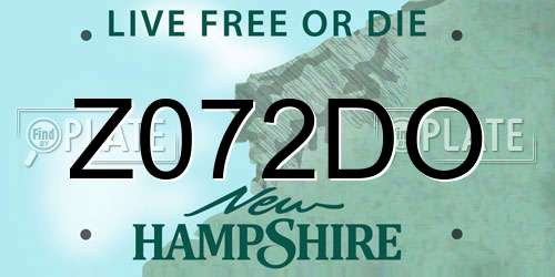 Z072DO New Hampshire License Plate