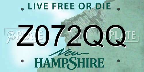 Z072QQ New Hampshire License Plate