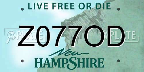 Z077OD New Hampshire License Plate
