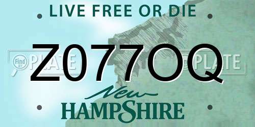 Z077OQ New Hampshire License Plate
