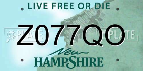 Z077QO New Hampshire License Plate