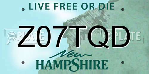 Z07TQD New Hampshire License Plate