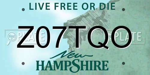 Z07TQO New Hampshire License Plate