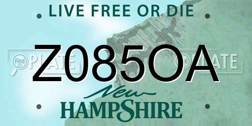 Z085OA New Hampshire License Plate