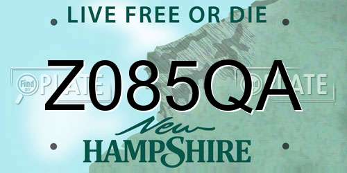 Z085QA New Hampshire License Plate