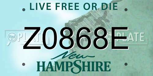 Z0868E New Hampshire License Plate