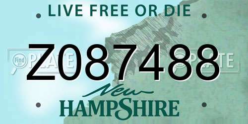 Z087488 New Hampshire License Plate