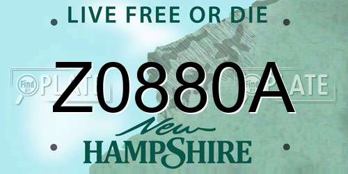 Z0880A New Hampshire License Plate