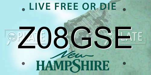 Z08GSE New Hampshire License Plate