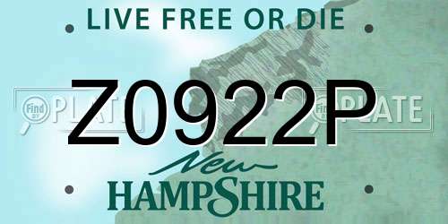 Z0922P New Hampshire License Plate