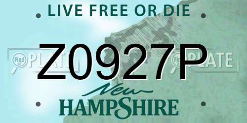 Z0927P New Hampshire License Plate