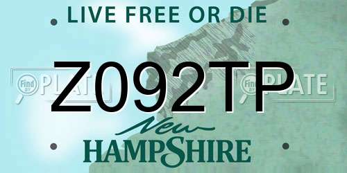 Z092TP New Hampshire License Plate