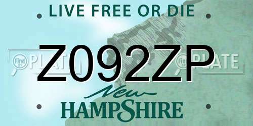 Z092ZP New Hampshire License Plate