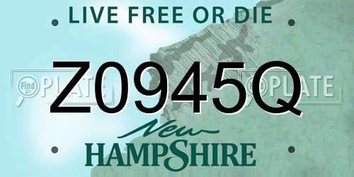 Z0945Q New Hampshire License Plate