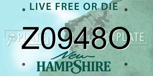 Z0948O New Hampshire License Plate