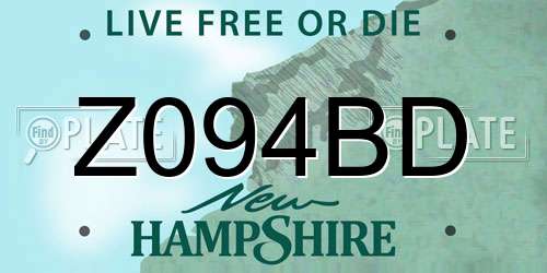 Z094BD New Hampshire License Plate