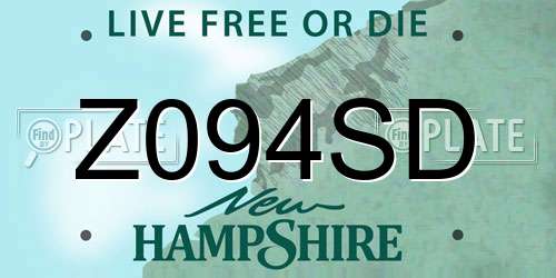 Z094SD New Hampshire License Plate