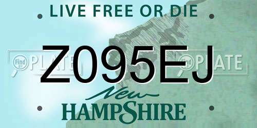 Z095EJ New Hampshire License Plate