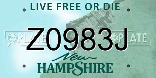 Z0983J New Hampshire License Plate