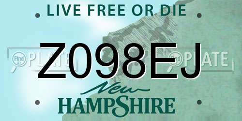 Z098EJ New Hampshire License Plate