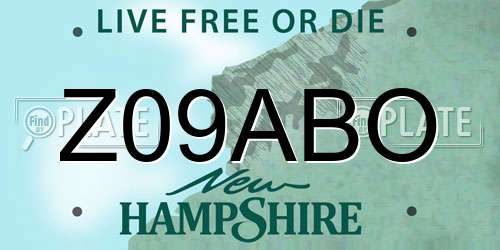 Z09ABO New Hampshire License Plate