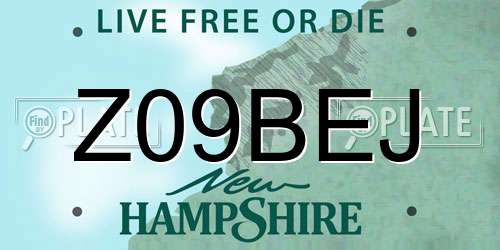 Z09BEJ New Hampshire License Plate