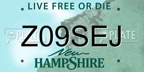 Z09SEJ New Hampshire License Plate