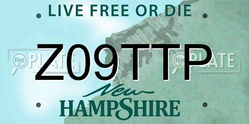 Z09TTP New Hampshire License Plate