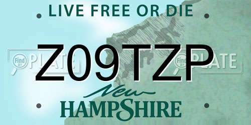 Z09TZP New Hampshire License Plate