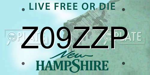 Z09ZZP New Hampshire License Plate