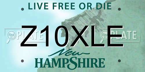 Z10XLE New Hampshire License Plate