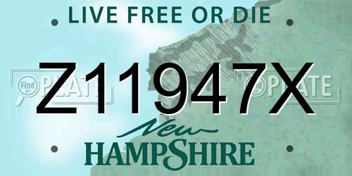 Z11947X New Hampshire License Plate
