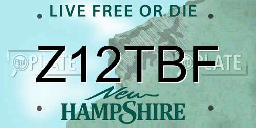 Z12TBF New Hampshire License Plate