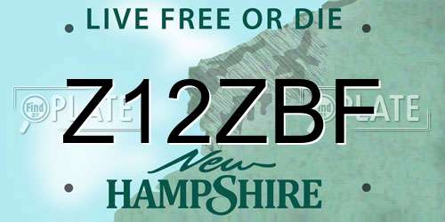 Z12ZBF New Hampshire License Plate