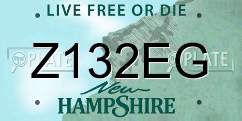 Z132EG New Hampshire License Plate